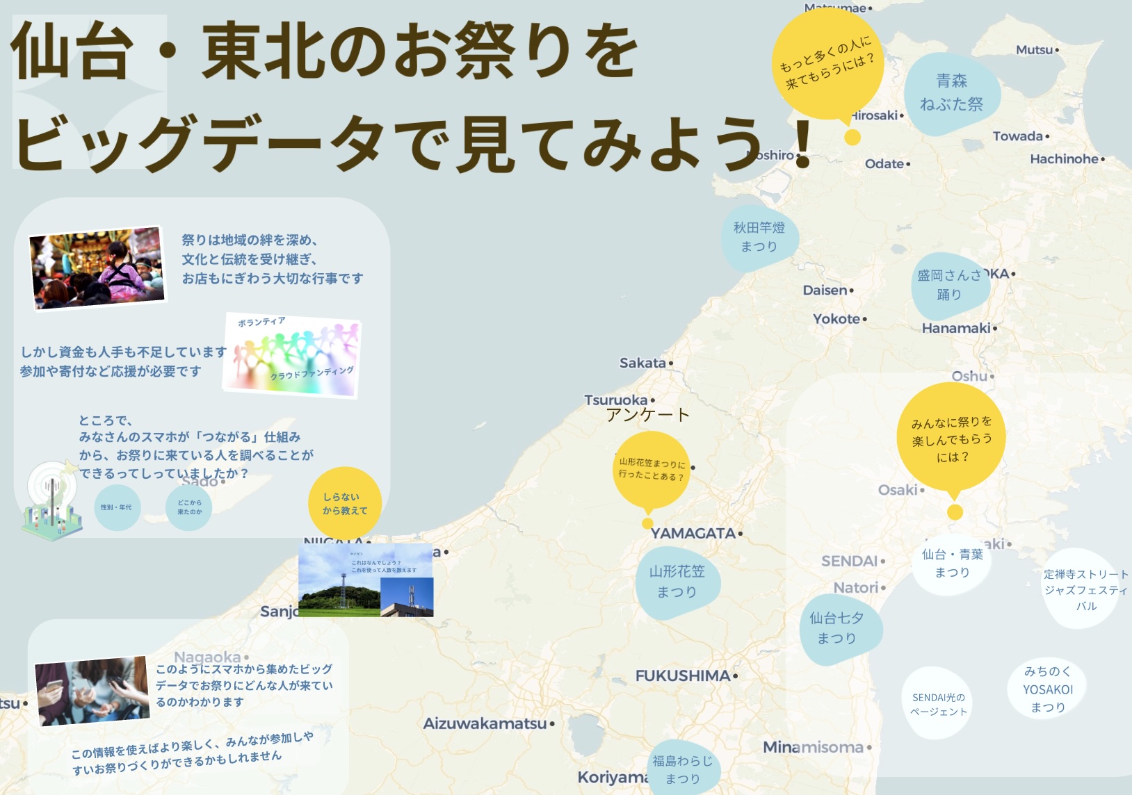 仙台・東北のお祭りをビッグデータで見てみようの教材マップ